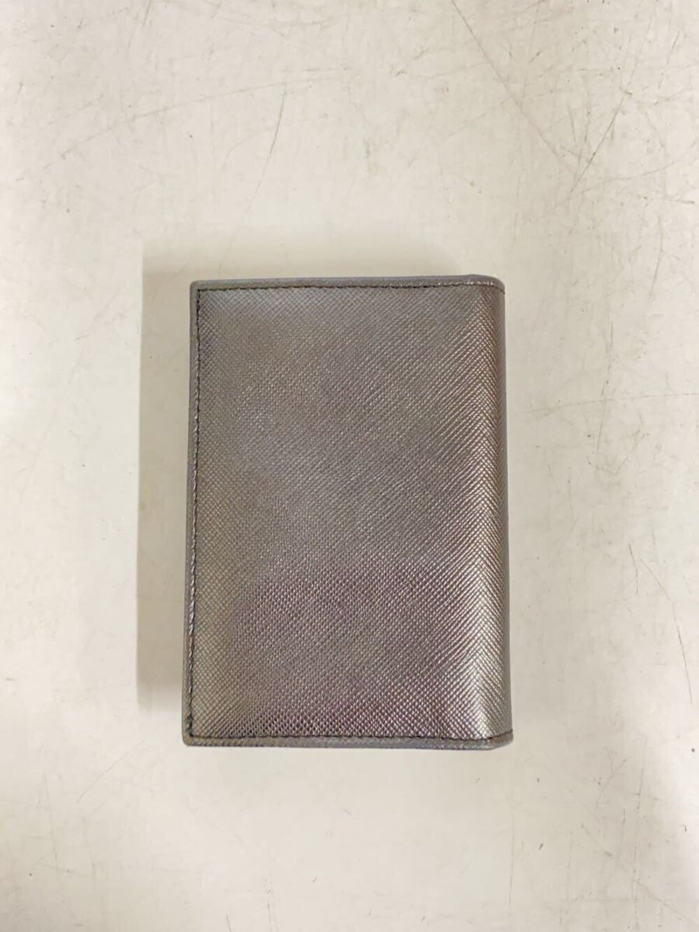 Prada Card Case Wallet Cowhide Leather Silver